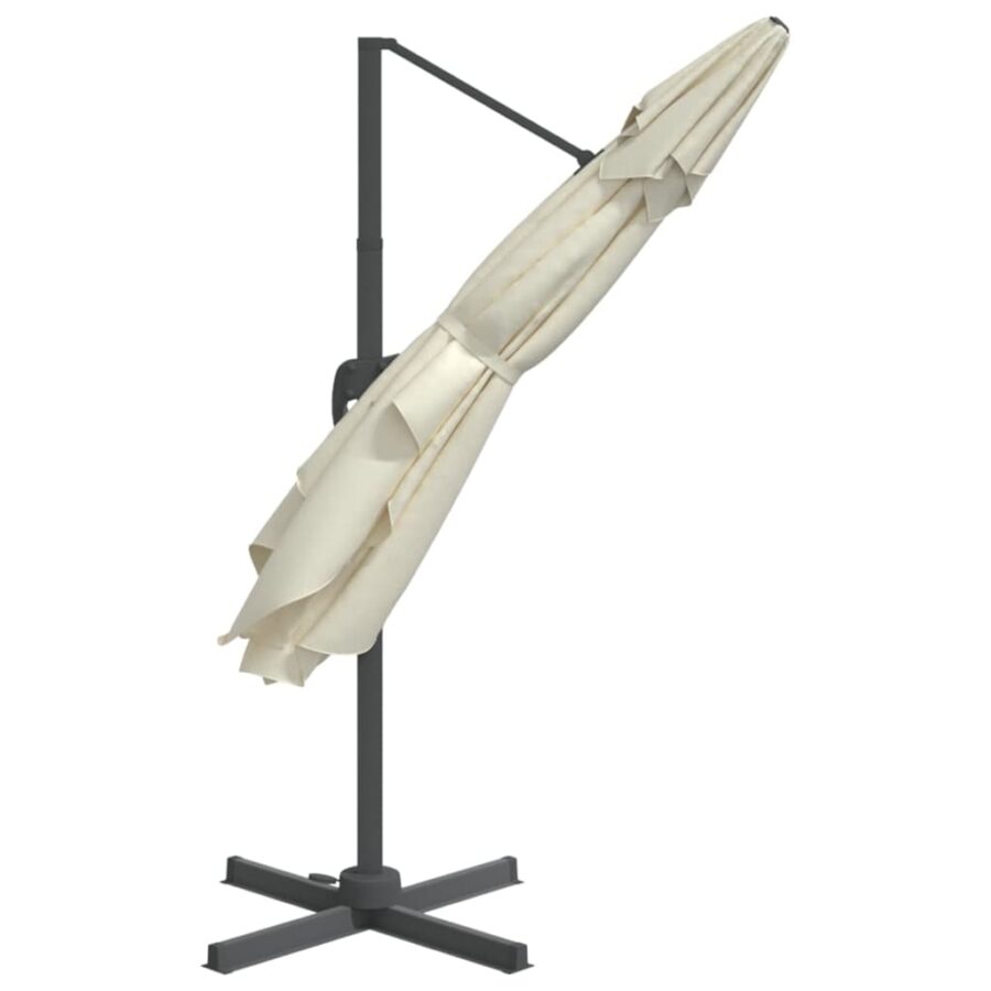Zweefparasol met aluminium paal 400x300 cm zandwit - Afbeelding 5