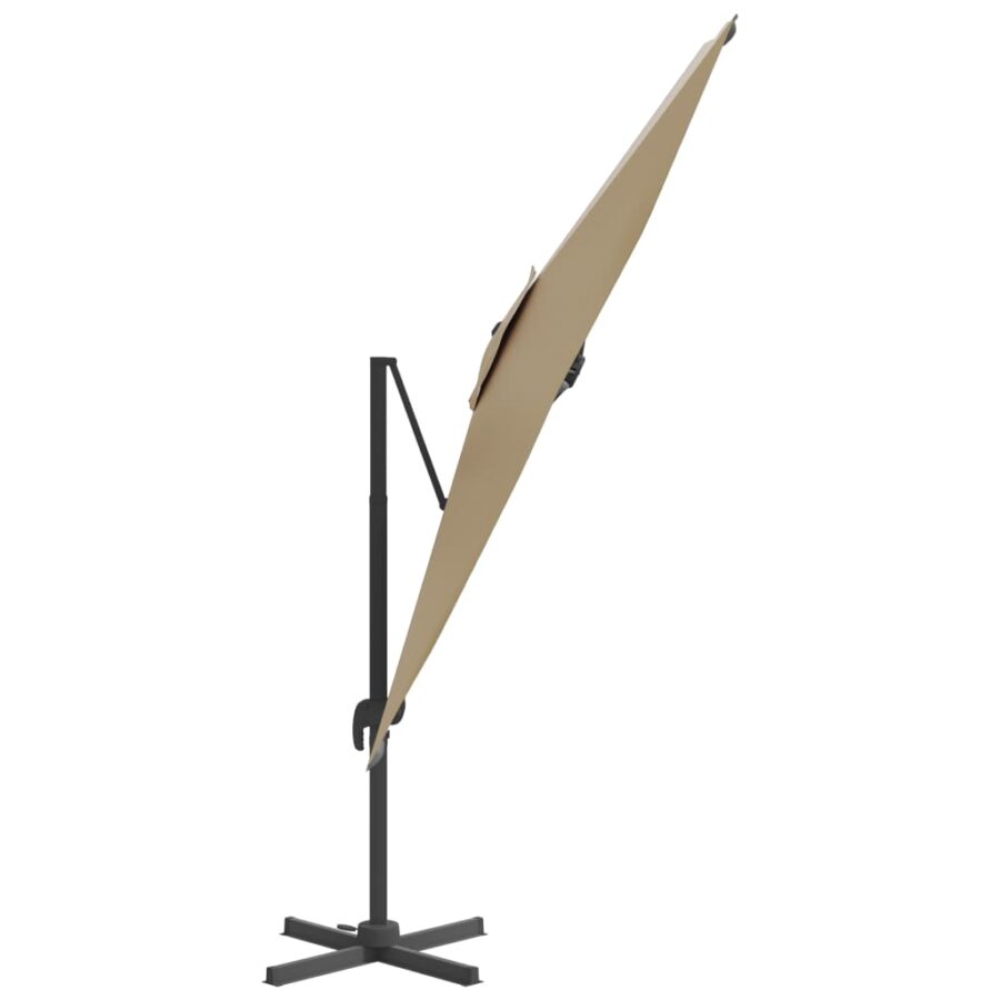 Zweefparasol met aluminium paal 300x300 cm taupe - Afbeelding 4