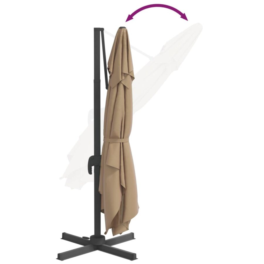 Zweefparasol met aluminium paal 400x300 cm taupe - Afbeelding 7