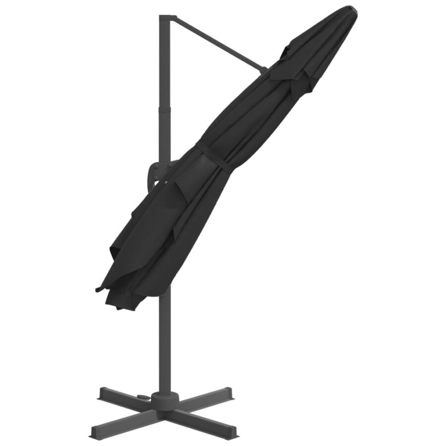 Zweefparasol met aluminium paal 300x300 cm zwart - Afbeelding 5