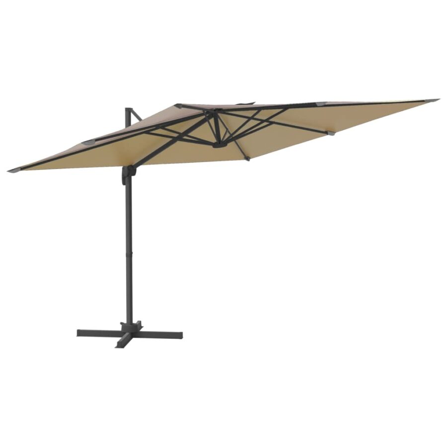 Zweefparasol met LED-verlichting 400x300 cm taupe - Afbeelding 2