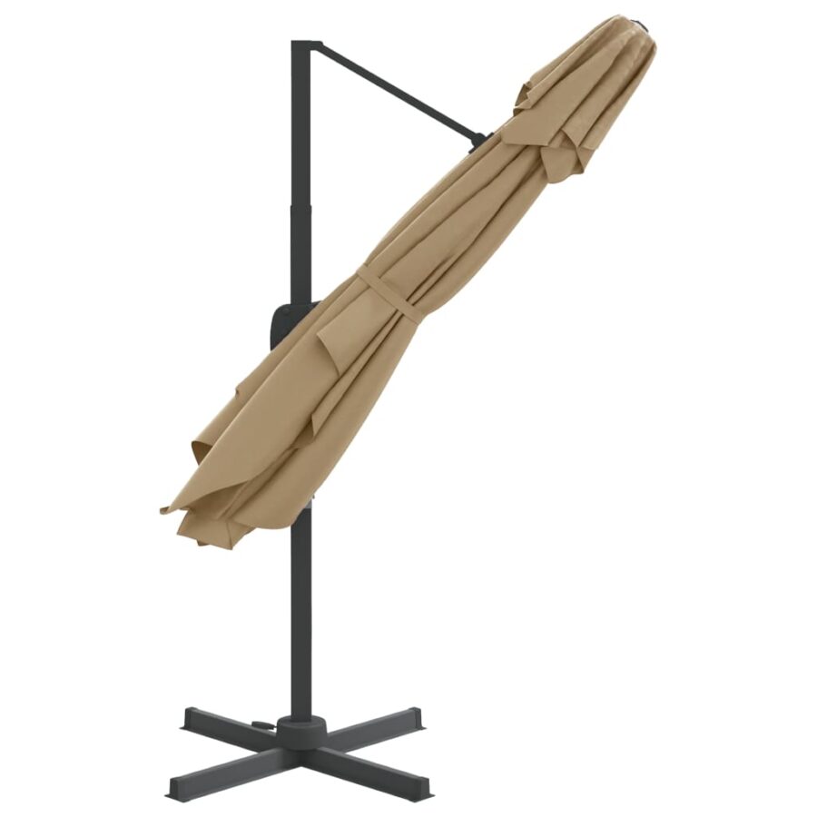 Zweefparasol met dubbele bovenkant 400x300 cm taupe - Afbeelding 6