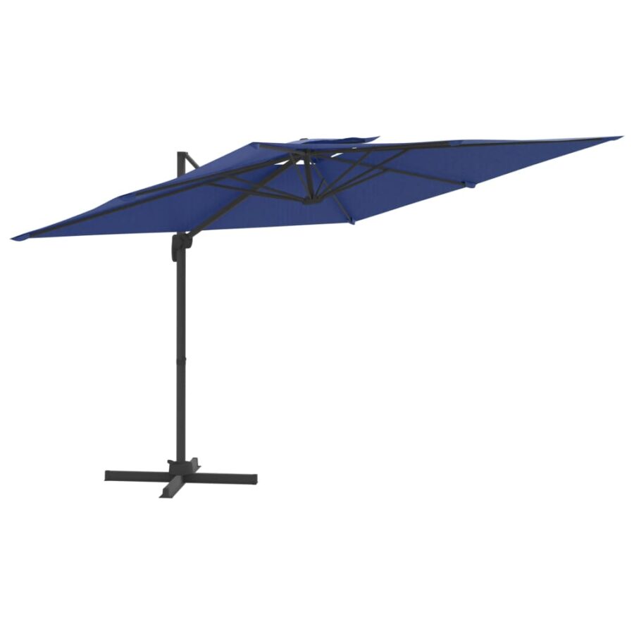 Zweefparasol met dubbele bovenkant 400x300 cm azuurblauw - Afbeelding 2