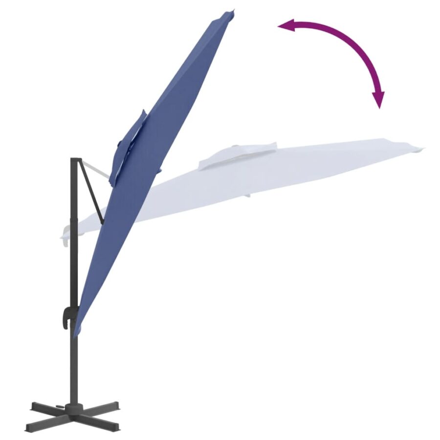 Zweefparasol met dubbele bovenkant 400x300 cm azuurblauw - Afbeelding 8