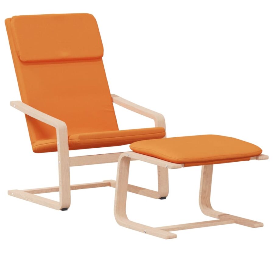 Relaxstoel met voetenbank stof donkergeel - Afbeelding 3