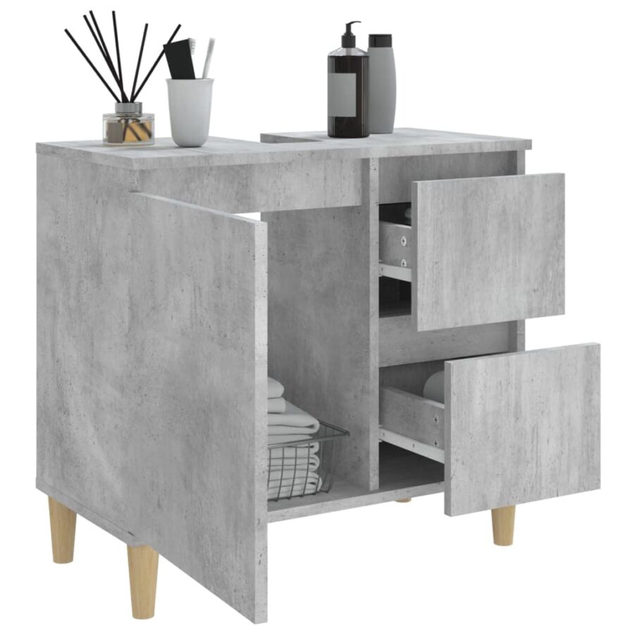 Badkamerkast 65x33x60 cm bewerkt hout betongrijs - Afbeelding 4