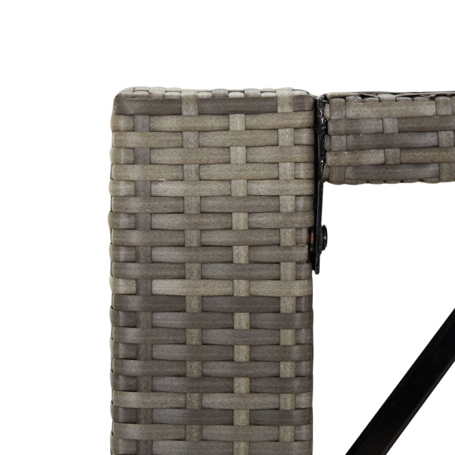Bartafel met glazen blad 185x80x110 cm poly rattan grijs - Afbeelding 5