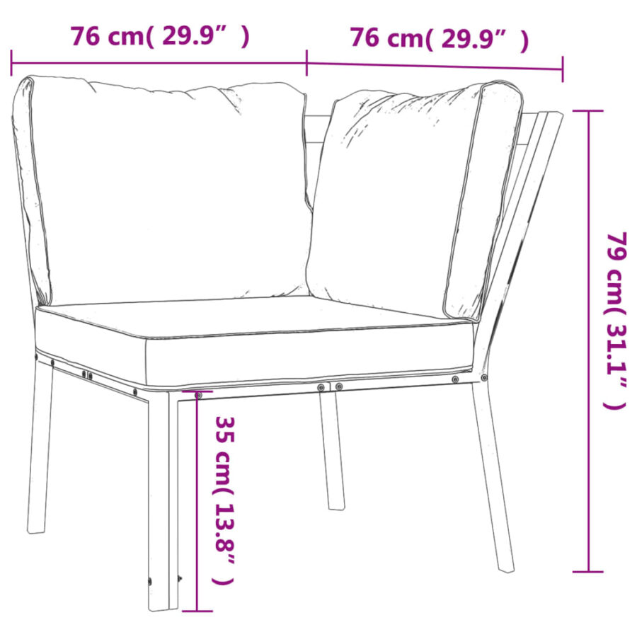 Tuinstoel met grijze kussens 76x76x79 cm staal - Afbeelding 8