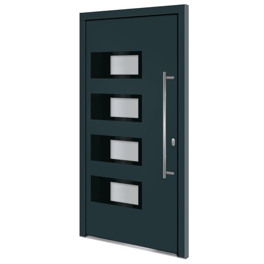 Voordeur 110x210 cm aluminium en PVC antracietkleurig - Afbeelding 2