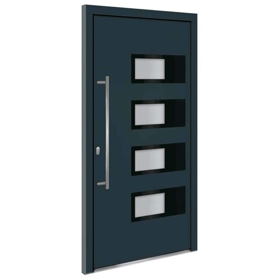 Voordeur 110x210 cm aluminium en PVC antracietkleurig - Afbeelding 2