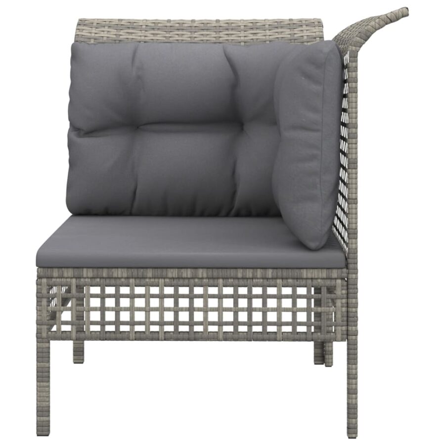 Tuinhoekbank met kussen poly rattan grijs - Afbeelding 5