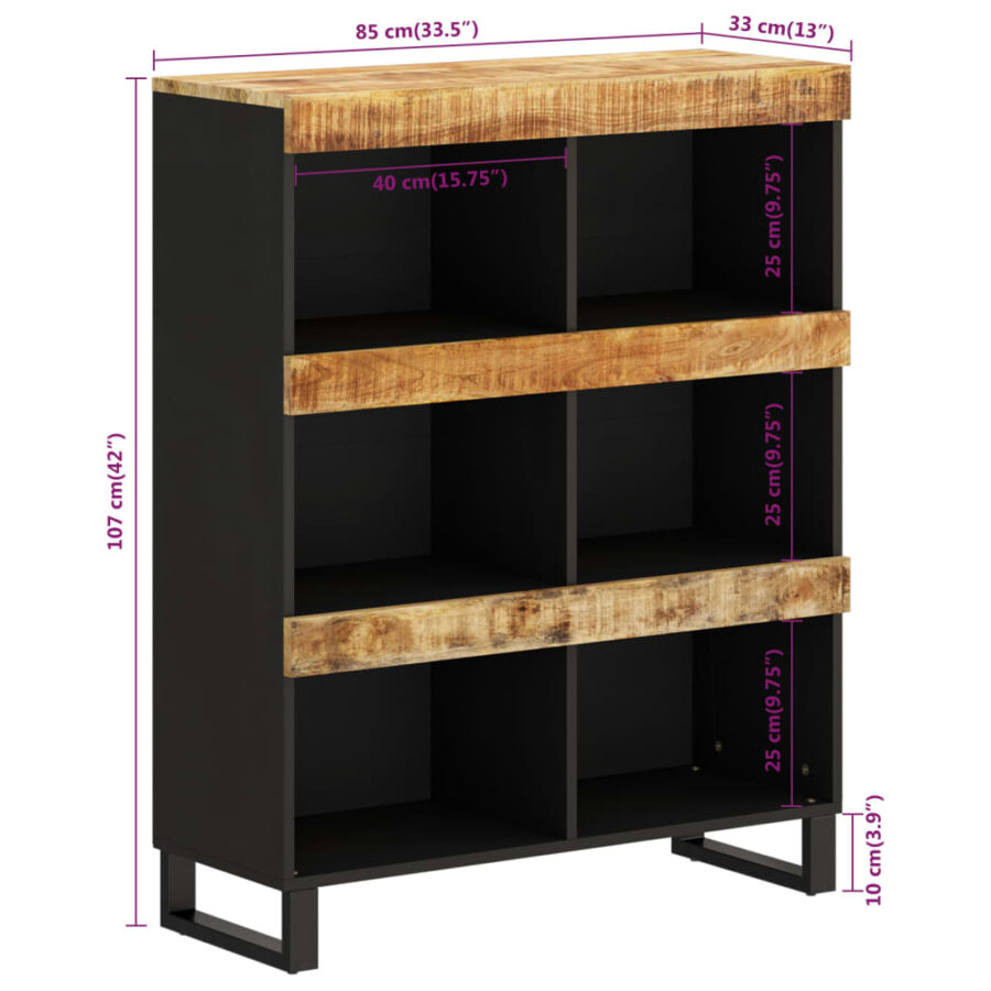 Bijzetkast 85x33x107 cm massief mangohout - Afbeelding 8
