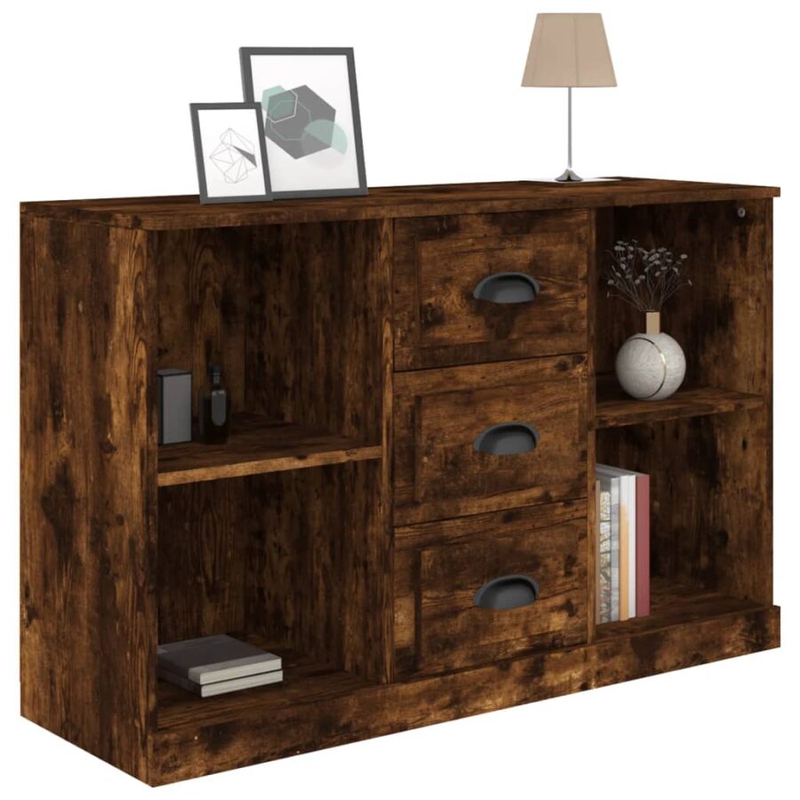 Dressoir 104,5x35,5x67,5 cm bewerkt hout gerookt eikenkleurig - Afbeelding 8