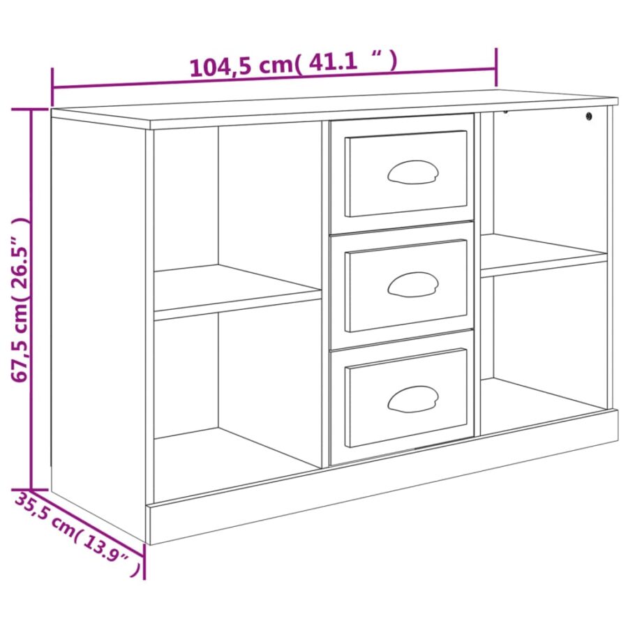 Dressoir 104,5x35,5x67,5 cm bewerkt hout sonoma grijs - Afbeelding 10