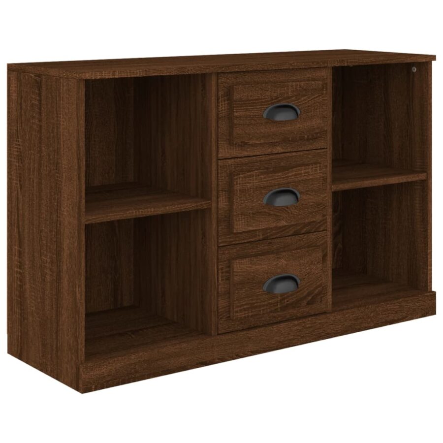 Dressoir 104,5x35,5x67,5 cm bewerkt hout bruin eikenkleur - Afbeelding 2
