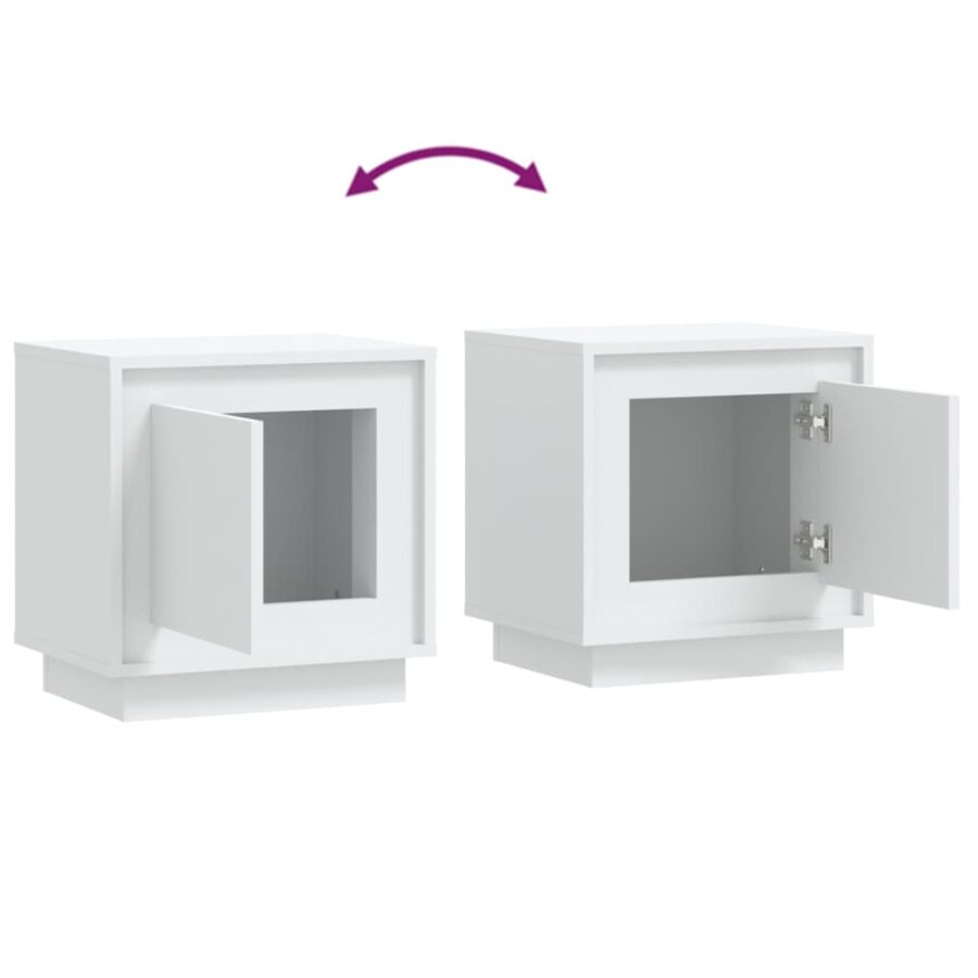 Nachtkastjes 2 st 44x35x45 cm bewerkt hout wit - Afbeelding 9