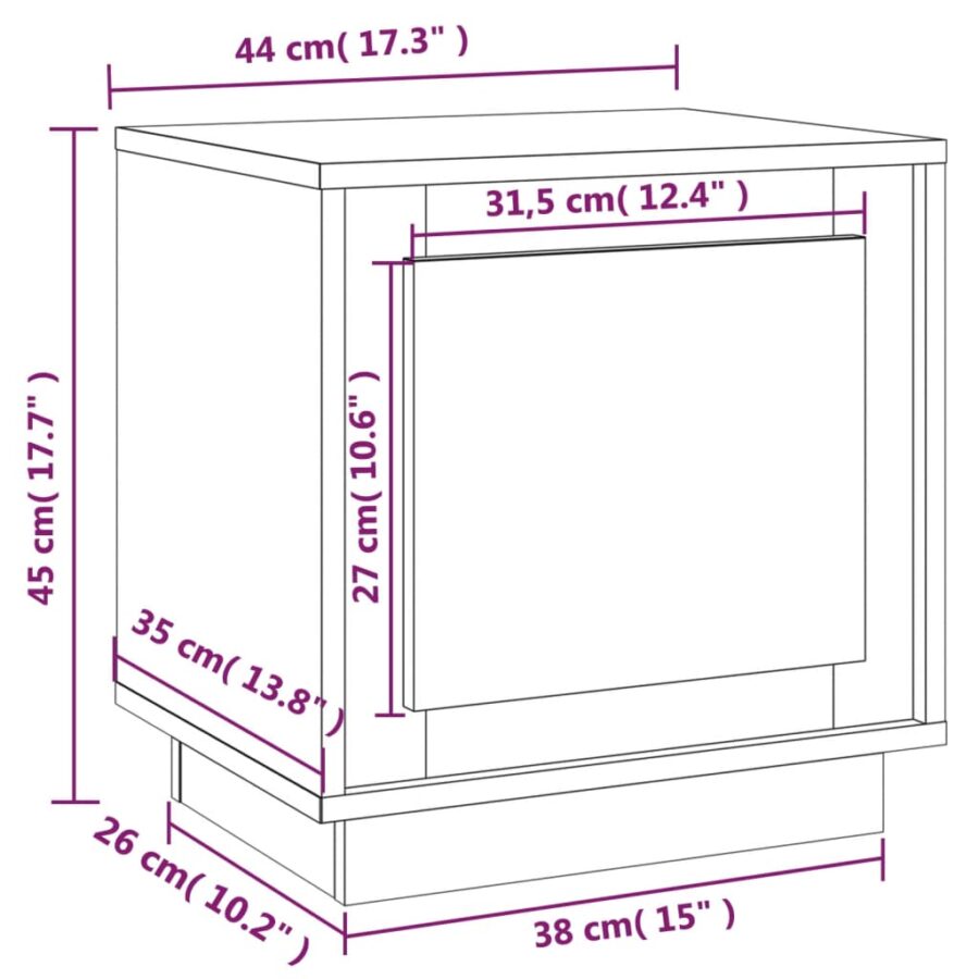 Nachtkastje 44x35x45 cm bewerkt hout sonoma eikenkleurig - Afbeelding 11