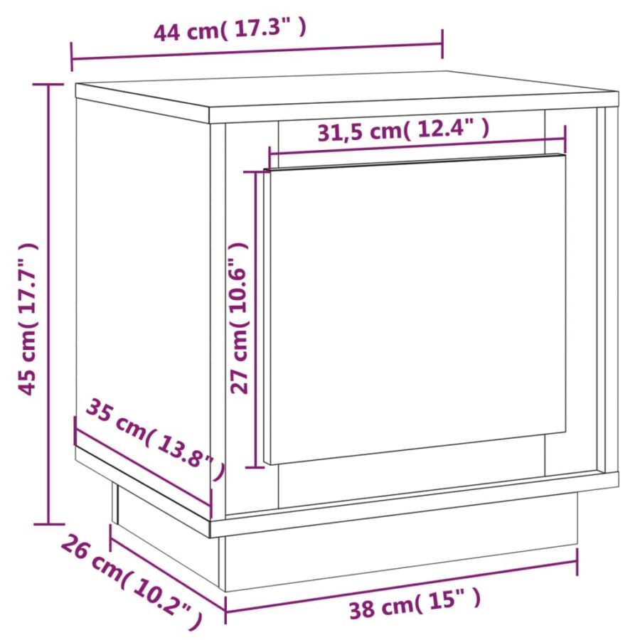 Nachtkastjes 2 st 44x35x45 cm bewerkt hout grijs sonoma eiken - Afbeelding 11
