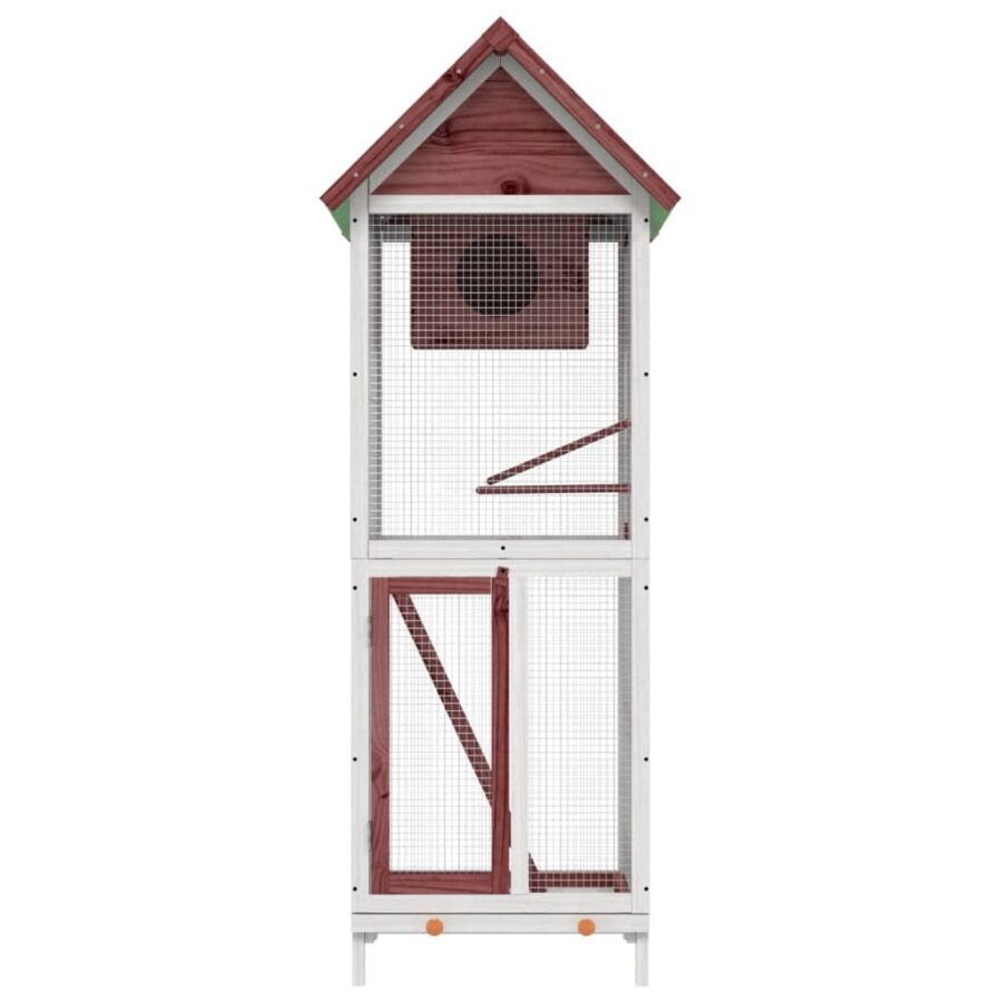 Volière 60x58,5x160 cm massief grenenhout mokkakleurig - Afbeelding 3