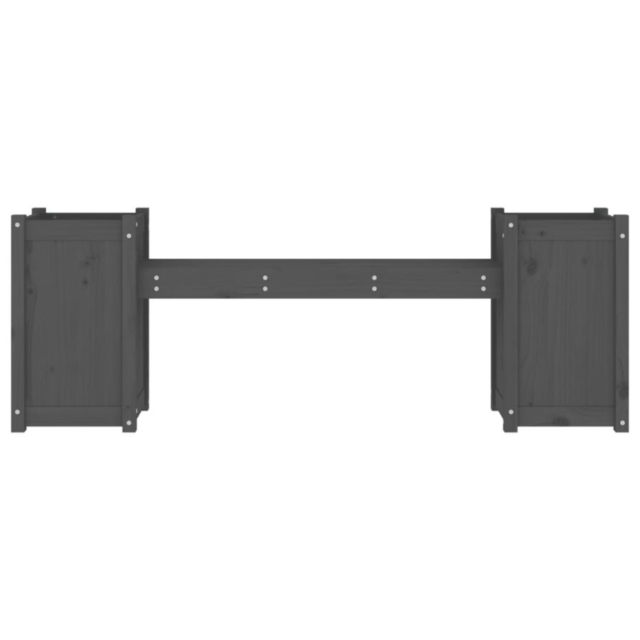 Bankje met plantenbakken 180x36x63 cm grenenhout grijs - Afbeelding 4