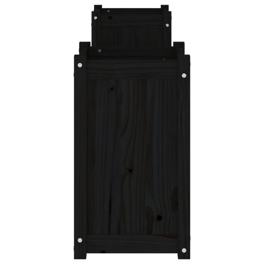 Bankje met plantenbakken 180x36x63 cm grenenhout zwart - Afbeelding 5