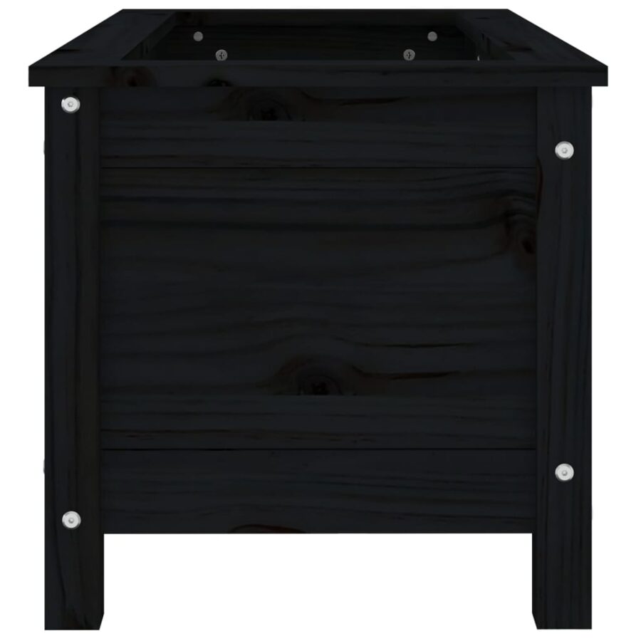 Plantenbak 82,5x40x39 cm massief grenenhout zwart - Afbeelding 6