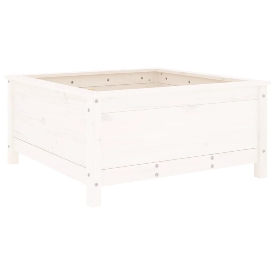Plantenbak 82,5x82,5x39 cm massief grenenhout wit - Afbeelding 2