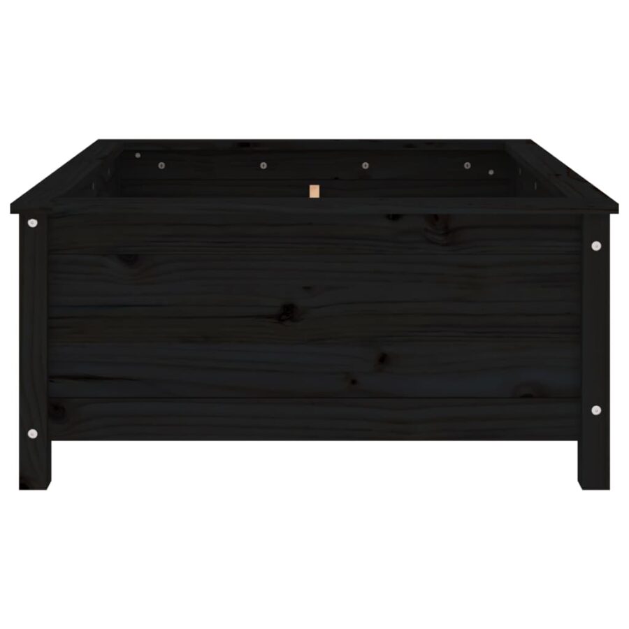 Plantenbak 82,5x82,5x39 cm massief grenenhout zwart - Afbeelding 4
