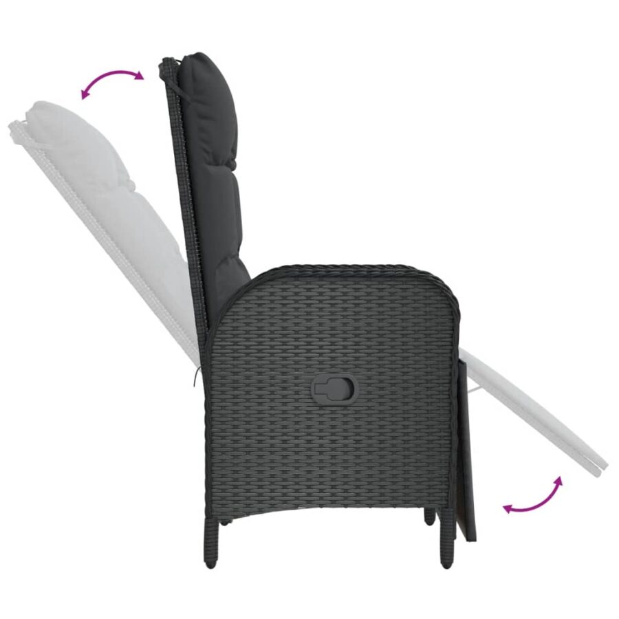 9-delige Tuinset poly rattan zwart - Afbeelding 6