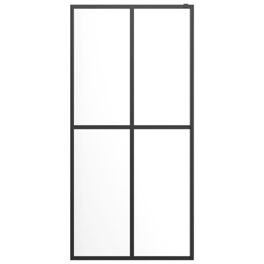 Inloopdouchewand met schap 80x195 cm ESG-Glas aluminium zwart - Afbeelding 4