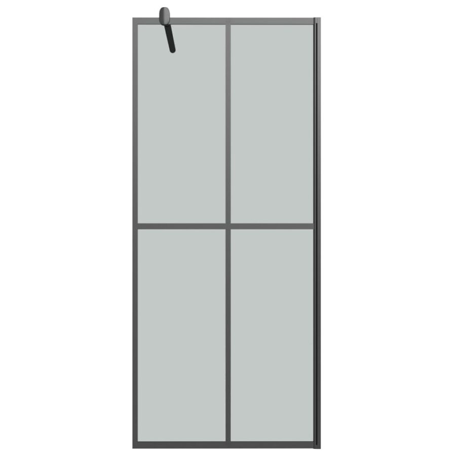 Inloopdouchewand met schap 80x195 cm ESG-Glas aluminium zwart - Afbeelding 4