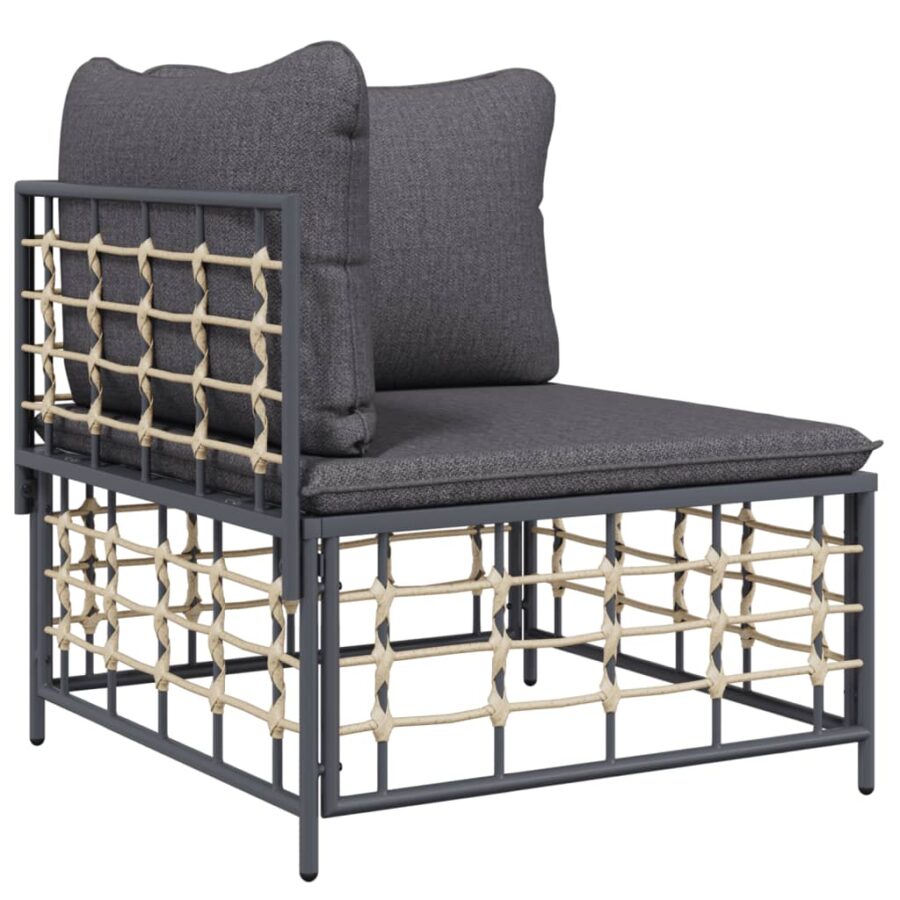 8-delige Loungeset met kussens poly rattan antracietkleurig - Afbeelding 4