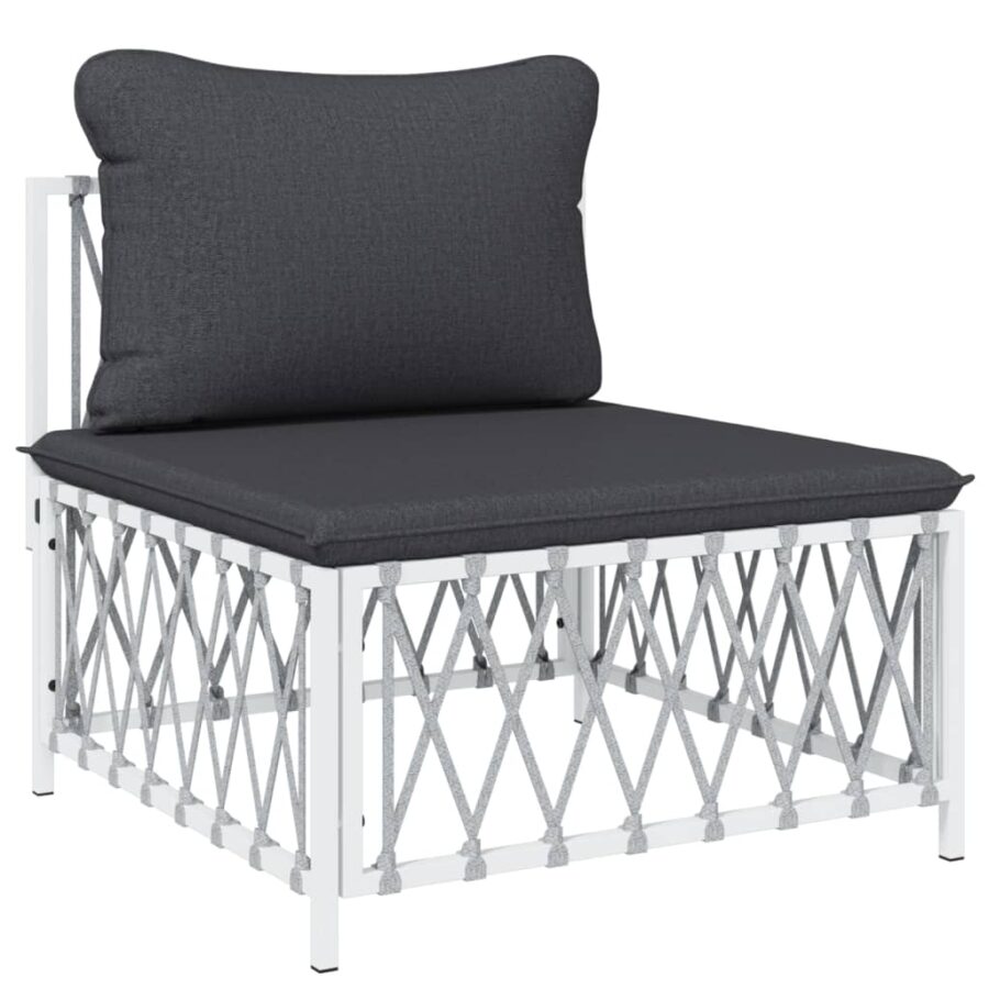 8-delige Loungeset met kussens staal wit - Afbeelding 5
