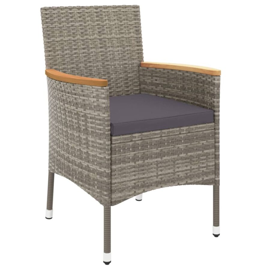 9-delige Tuinset met kussens poly rattan grijs - Afbeelding 4
