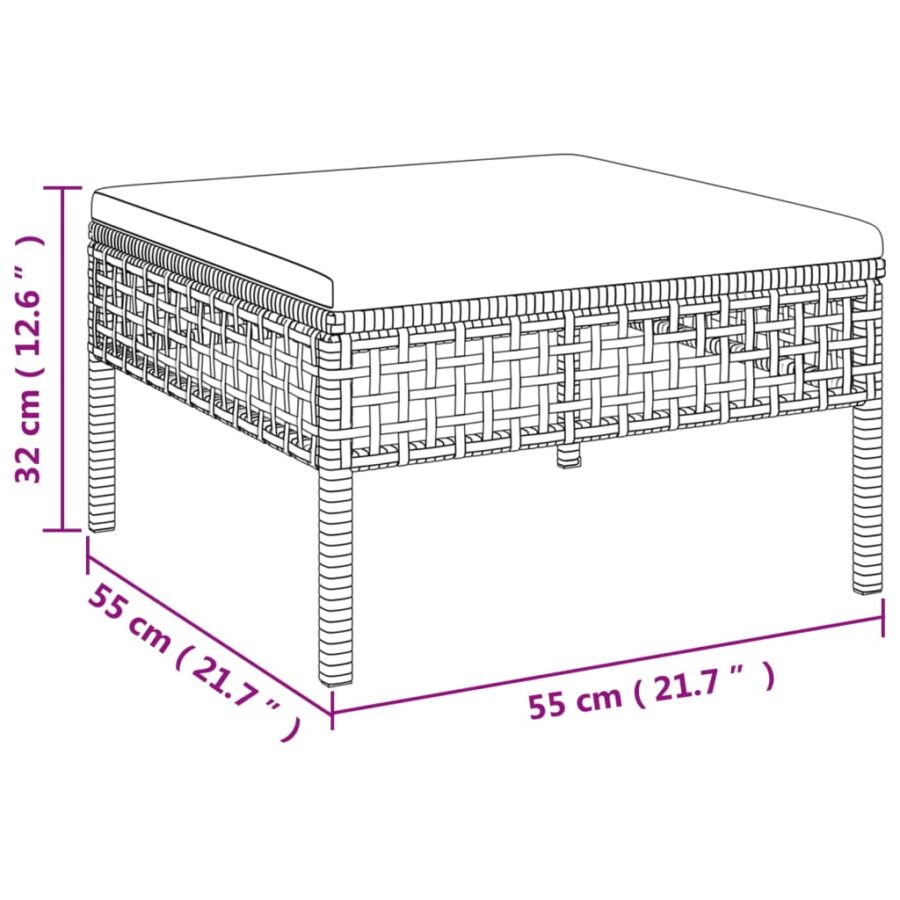 4-delige Loungeset met kussens poly rattan grijs - Afbeelding 10