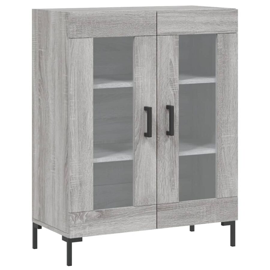 Dressoir 69,5x34x90 cm bewerkt hout grijs sonoma eikenkleurig - Afbeelding 2