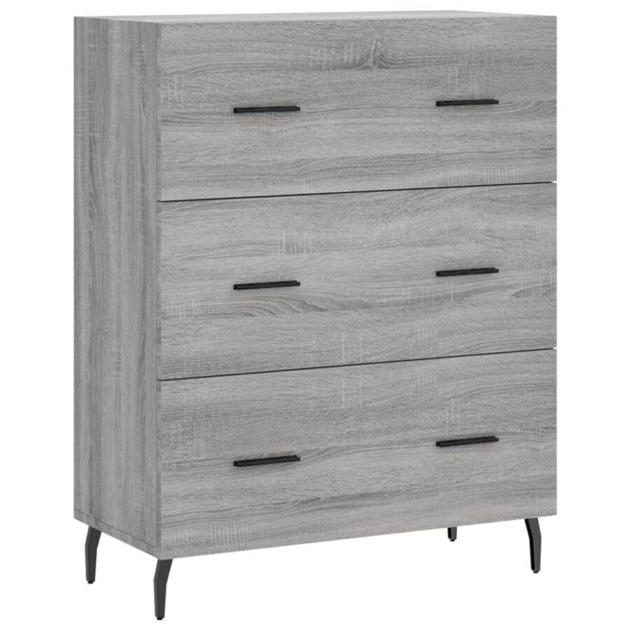 Dressoir 69,5x34x90 cm bewerkt hout grijs sonoma eikenkleurig - Afbeelding 2