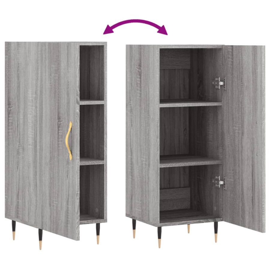 Dressoir 34,5x34x90 cm bewerkt hout grijs sonoma eikenkleurig - Afbeelding 9