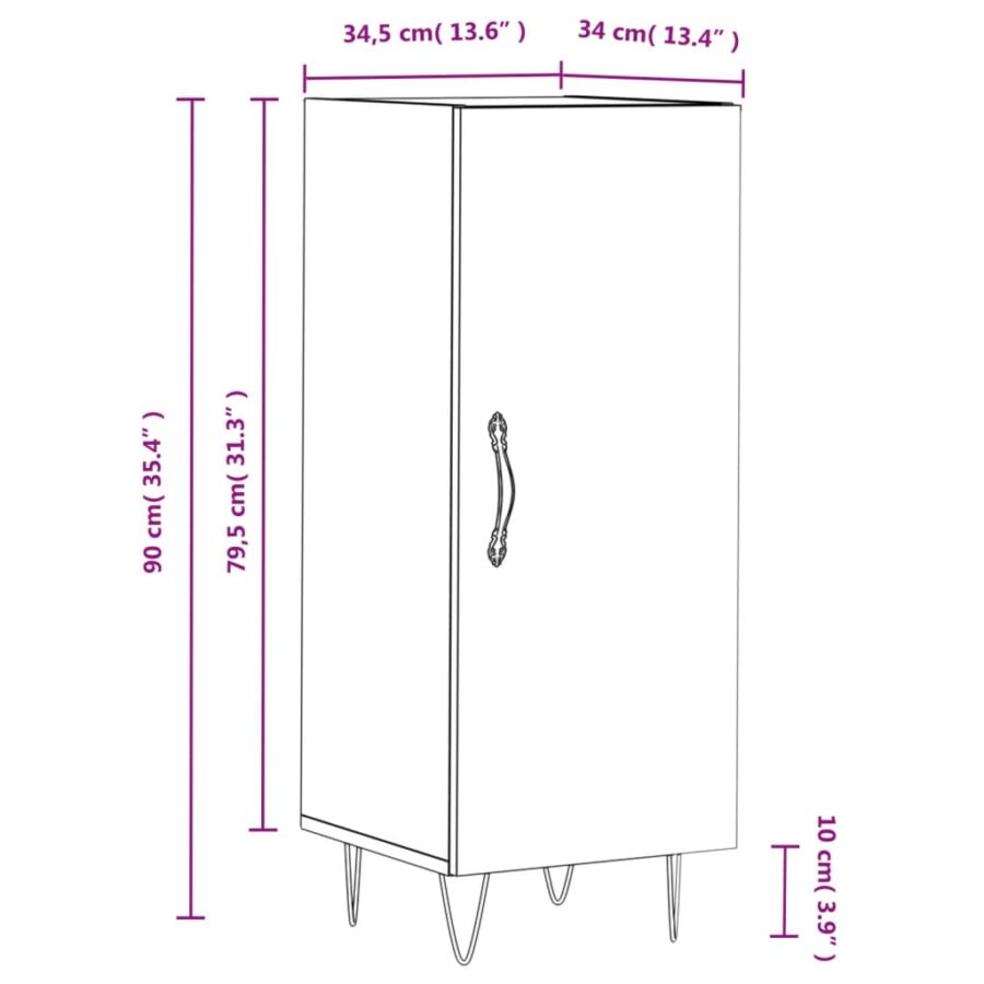Dressoir 34,5x34x90 cm bewerkt hout hoogglans wit - Afbeelding 12