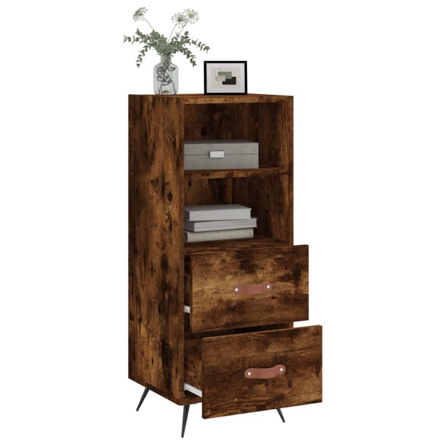 Dressoir 34,5x34x90 cm bewerkt hout gerookt eiken - Afbeelding 4