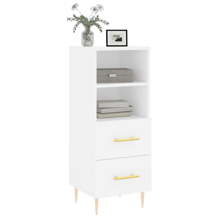 Dressoir 34,5x34x90 cm bewerkt hout wit - Afbeelding 3