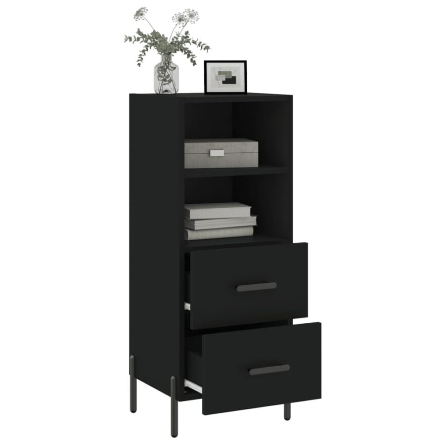 Dressoir 34,5x34x90 cm bewerkt hout zwart - Afbeelding 4
