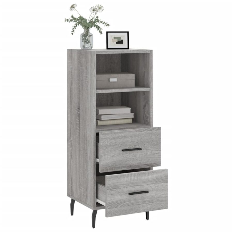 Dressoir 34,5x34x90 cm bewerkt hout grijs sonoma eikenkleurig - Afbeelding 4