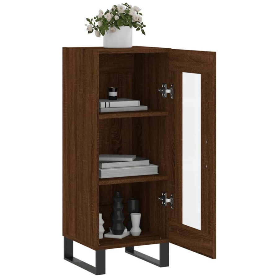 Dressoir 34,5x34x90 cm bewerkt hout bruin eikenkleur - Afbeelding 4