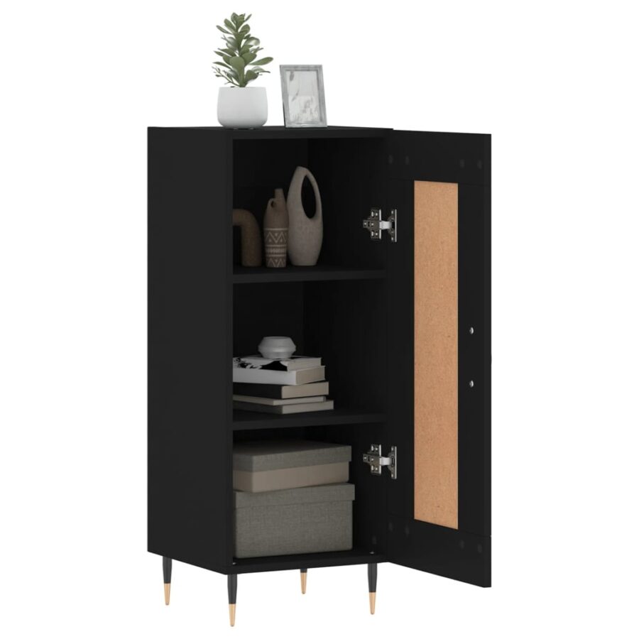 Dressoir 34,5x34x90 cm bewerkt hout zwart - Afbeelding 4