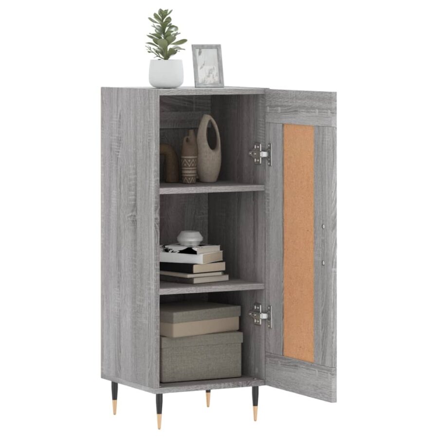 Dressoir 34,5x34x90 cm bewerkt hout grijs sonoma eikenkleurig - Afbeelding 4