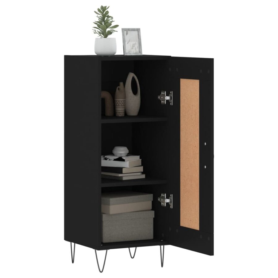 Dressoir 34,5x34x90 cm bewerkt hout zwart - Afbeelding 4