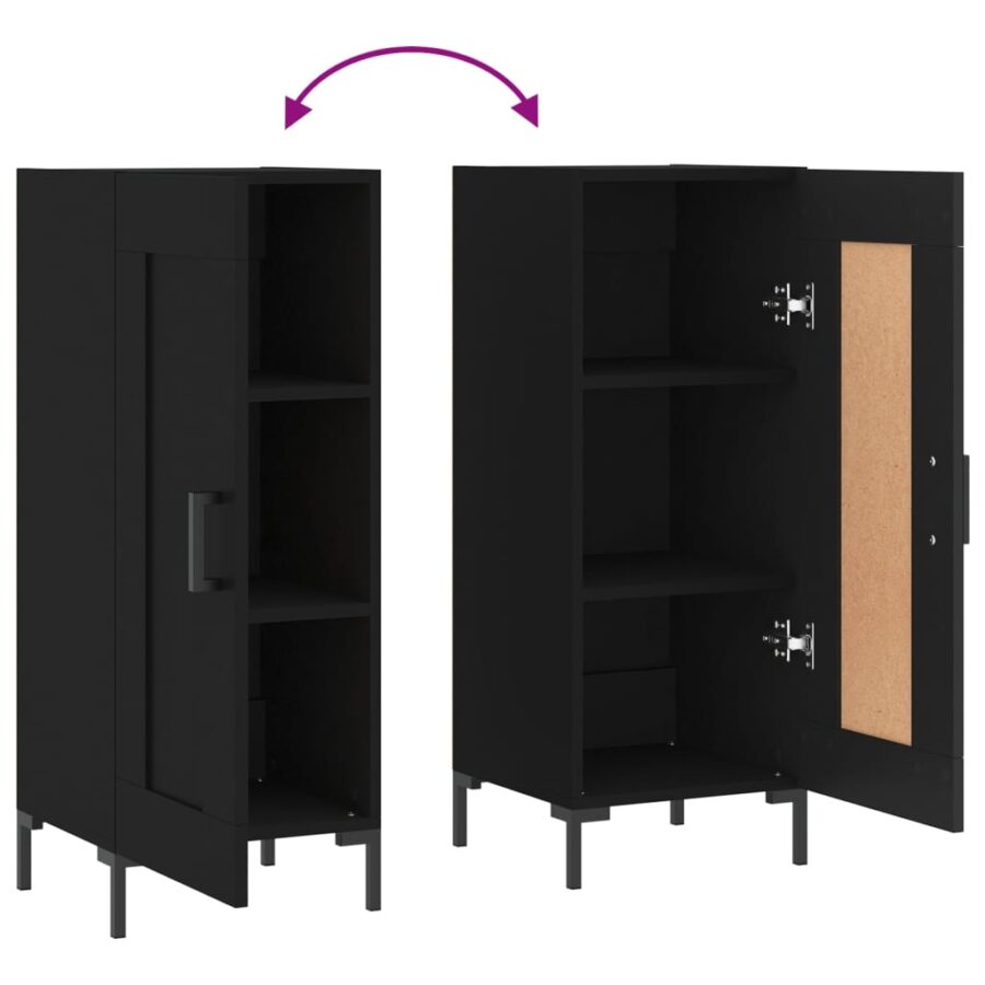 Dressoir 34,5x34x90 cm bewerkt hout zwart - Afbeelding 9
