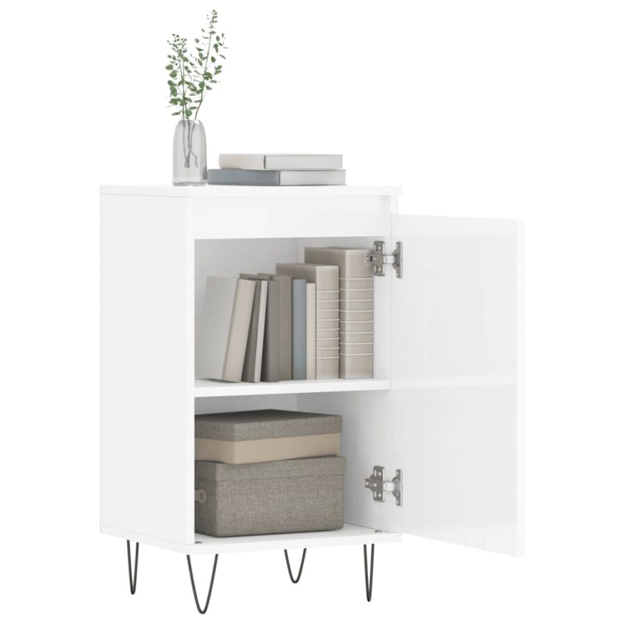 Dressoir 40x35x70 cm bewerkt hout hoogglans wit - Afbeelding 4