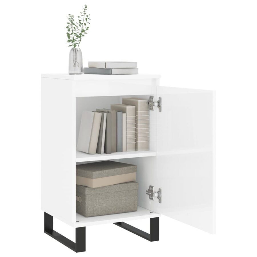 Dressoir 40x35x70 cm bewerkt hout hoogglans wit - Afbeelding 4
